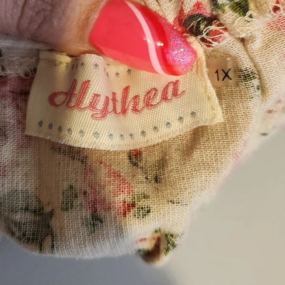 Alythea A-Line Linen Pink Floral Swing Skirt Size 1X Femme Cottagecore Romantic - Picture 7 of 9